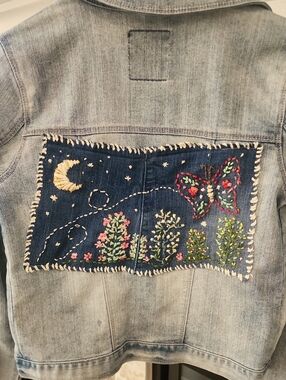 Levi's Light Wash Denim Jacket with Embroidered Butterfly Patch
